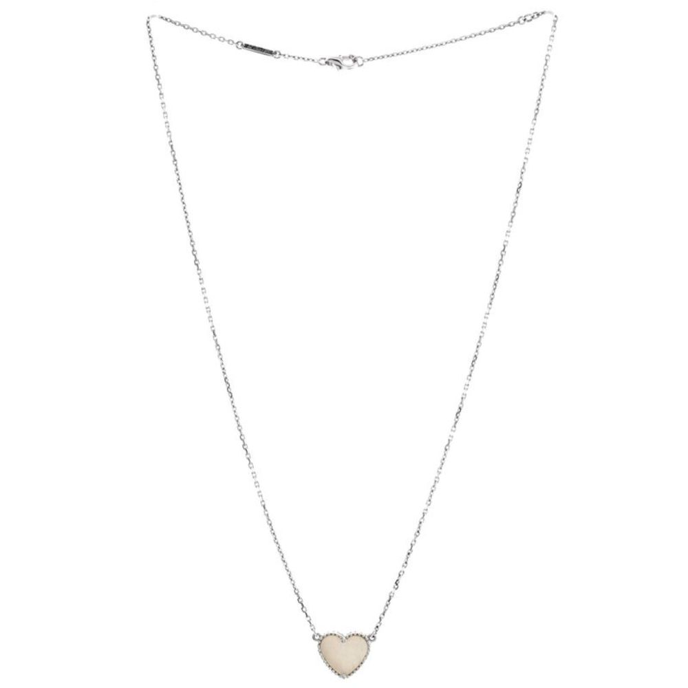 Van Cleef & Arpels Lucky Alhambra Heart Pendant Necklace 18K White Gold and Moth - Picture 2 of 3